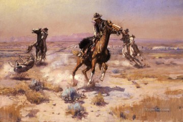 ロープス・エンドにて 西部アメリカ人のチャールズ・マリオン・ラッセル Oil Paintings